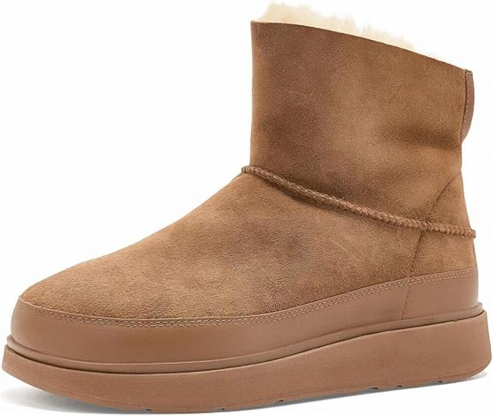 NEW FITFLOP women's gen-ff mini double-faced shearling boot in desert tan